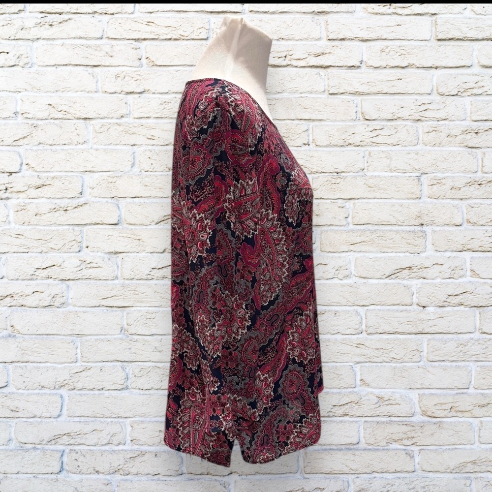 Talbots Paisley 3/4 Bell Sleeve Blouse Top Size Large - Picture 2 of 5